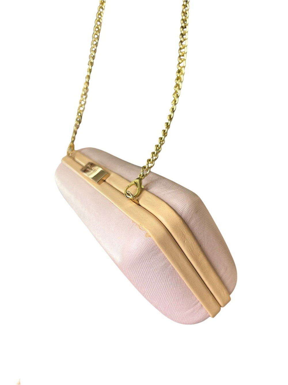 Coach Pink Saffiano Leather Clutch with Gold Chain - Picture 6 of 7